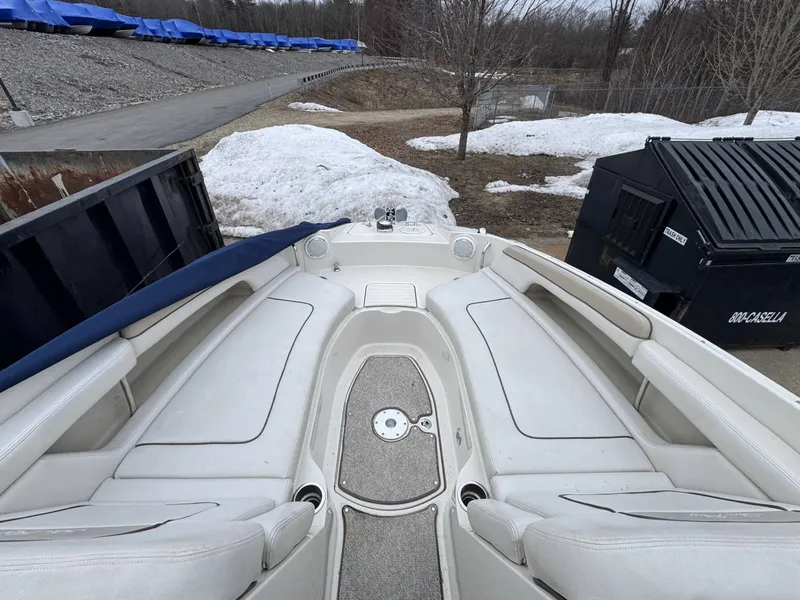Slide: The Image of Interior view of a 2010 Sea Ray 280SD boat in winter storage. - 8