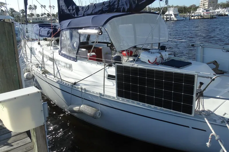 Slide: The Image of Propeller of 1985 Gulfstar Hirsch Center Cockpit sailboat on dry dock. - 26