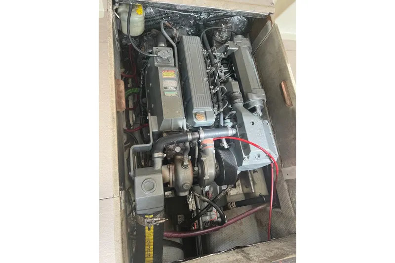 Slide: The Image of Engine compartment of a 1998 General Marine Custom Downeast boat. - 17