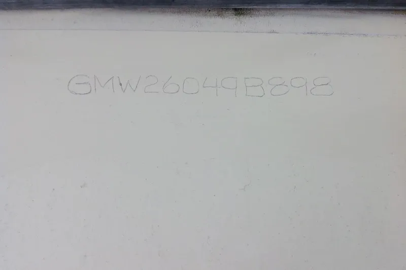 Slide: The Image of Hull identification number on 1998 General Marine Custom Downeast boat. - 25