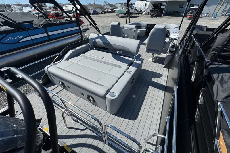 Slide: The Image of 2026 Bentley Pontoons Legacy 243 Swingback with spacious seating and modern design. - 13