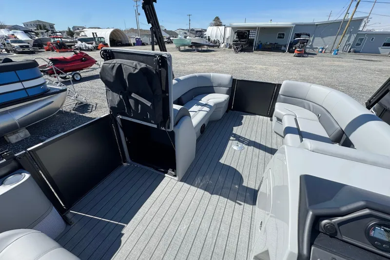 Slide: The Image of 2026 Bentley Pontoons Legacy 243 Swingback with spacious seating and modern design. - 15