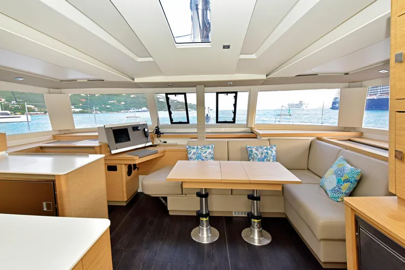 Slide: The Image of Luxurious interior of 2024 Fountaine Pajot Astrea 42 catamaran with modern design and scenic views. - 18