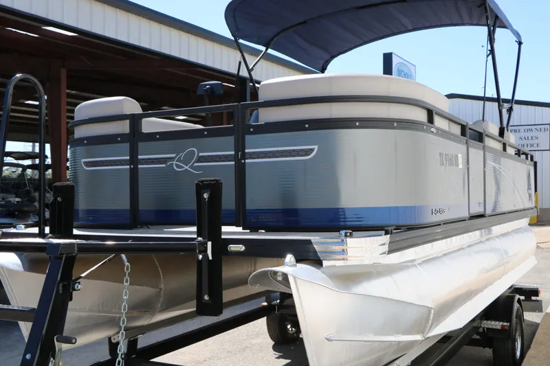 Slide: The Image of 2023 Qwest E820 XRE CR L pontoon boat on trailer. - 6
