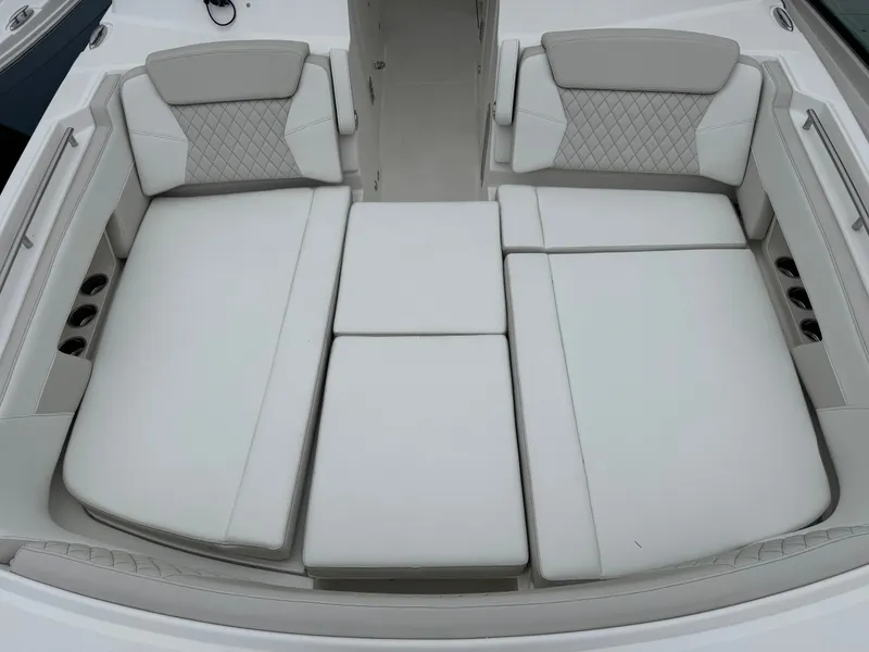 Slide: The Image of Luxurious seating on World Cat 325DC boat, model year 2026. - 3