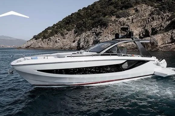 The Image of 2019 Azimut Verve 40 yacht cruising near rocky coastline. - 2