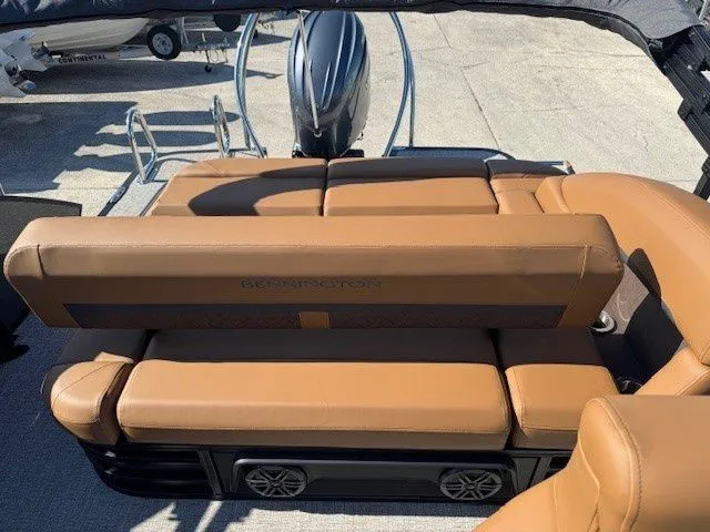 Slide: The Image of Luxurious seating on Bennington 23MSB pontoon boat, model year 2026. - 13