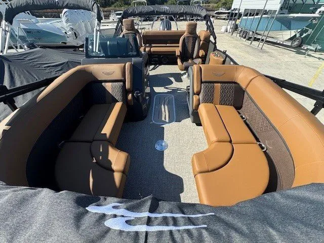 Slide: The Image of Luxurious interior of the 2026 Bennington 23MSB pontoon boat. - 19