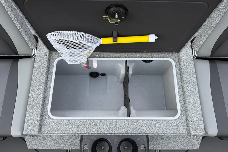 Slide: The Image of 2026 Lund 1775 Impact XS Sport boat livewell with net and divider. - 26