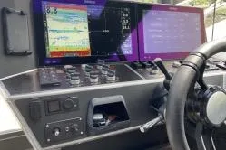 Slide: The Image of Control panel of a 2021 Viggo C10 boat with advanced navigation displays. - 12