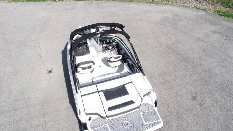 Slide: The Image of Aerial view of 2023 Monterey 218SS Super Sport boat on asphalt. - 4