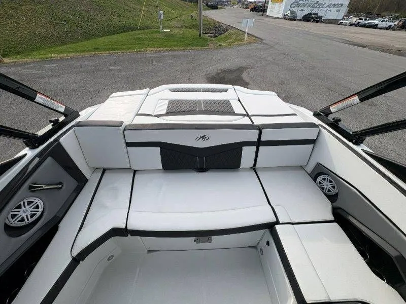 Slide: The Image of Interior of 2023 Monterey 218SS Super Sport boat, white upholstery. - 42