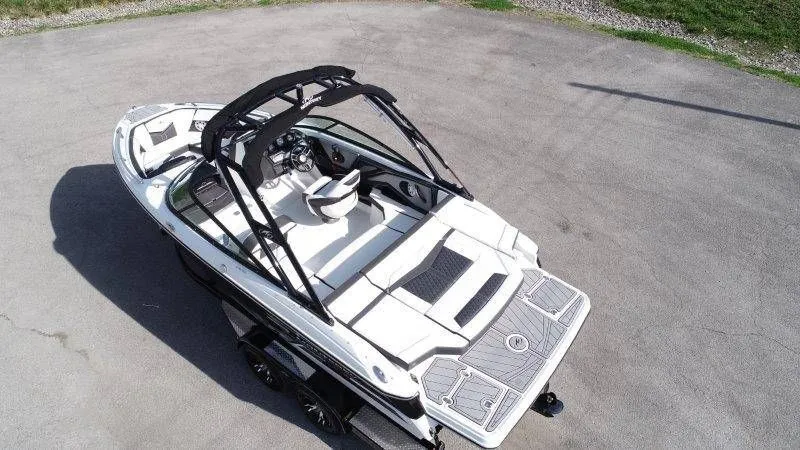 Slide: The Image of 2023 Monterey 218SS Super Sport boat on trailer, aerial view. - 5