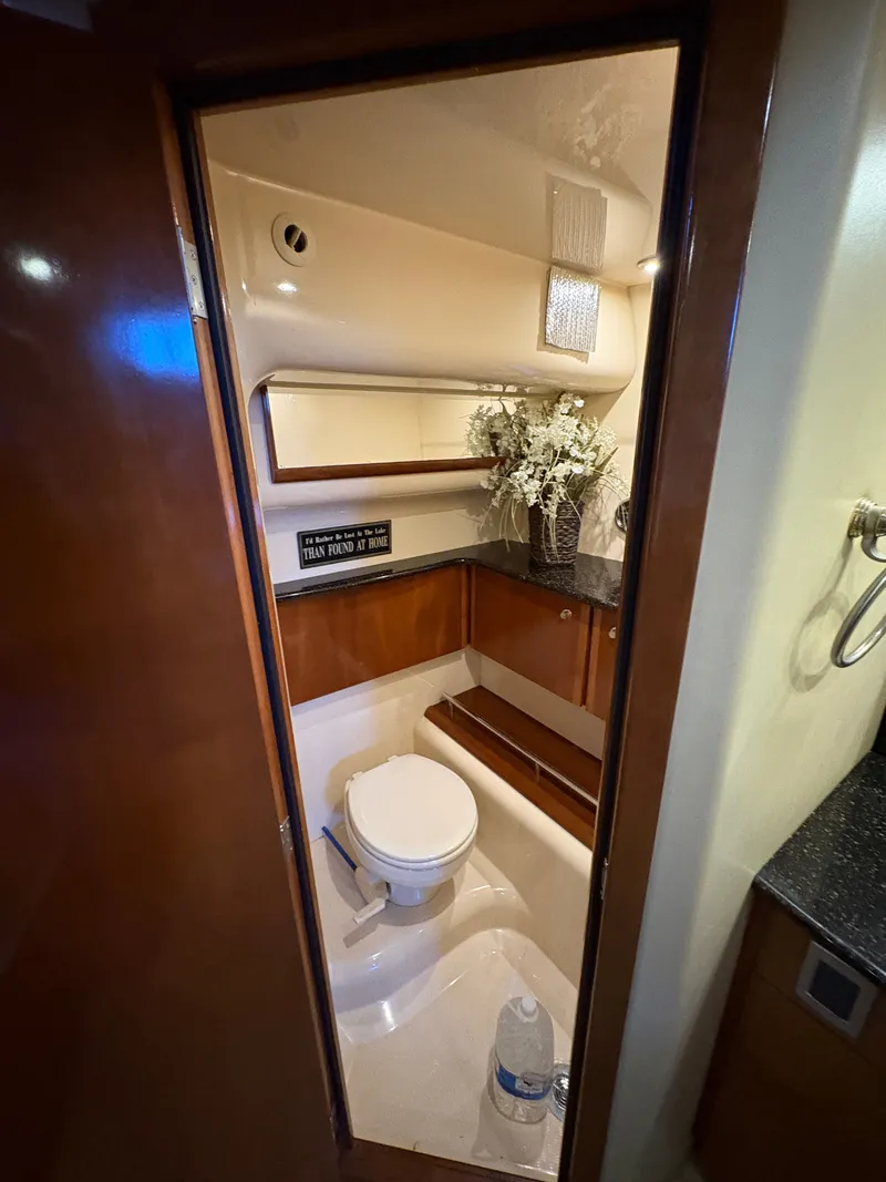 Slide: The Image of 2007 Meridian 459 Motoryacht bathroom with toilet and decor. - 49