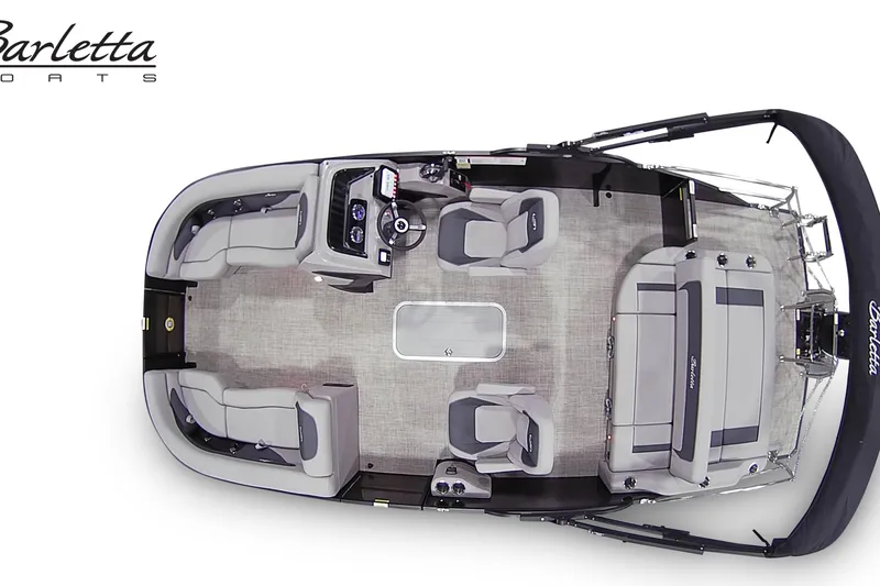 Slide: The Image of 2026 Barletta ARIA 22UC pontoon boat, top view, showcasing spacious seating and modern design. - 16