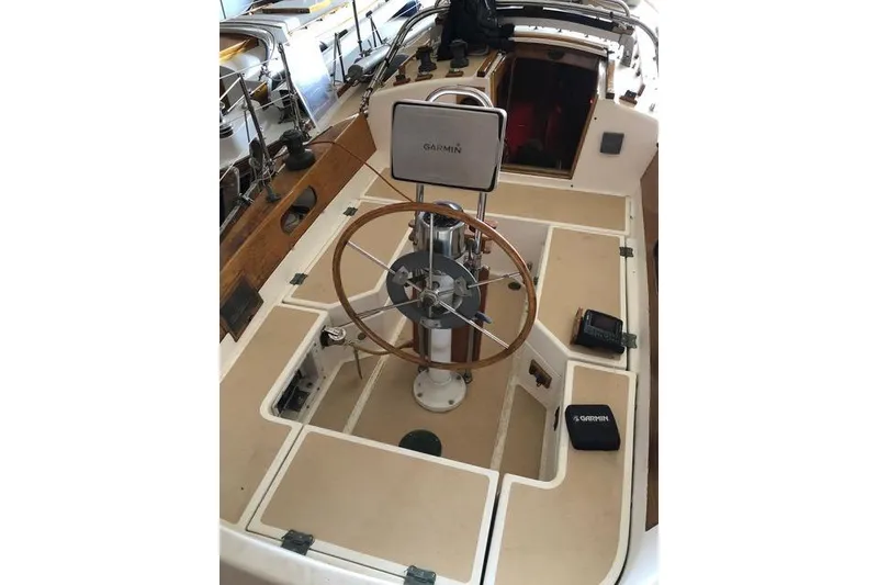 Slide: The Image of Cockpit of 1987 Cape Dory 36 sailboat with Garmin navigation equipment. - 19