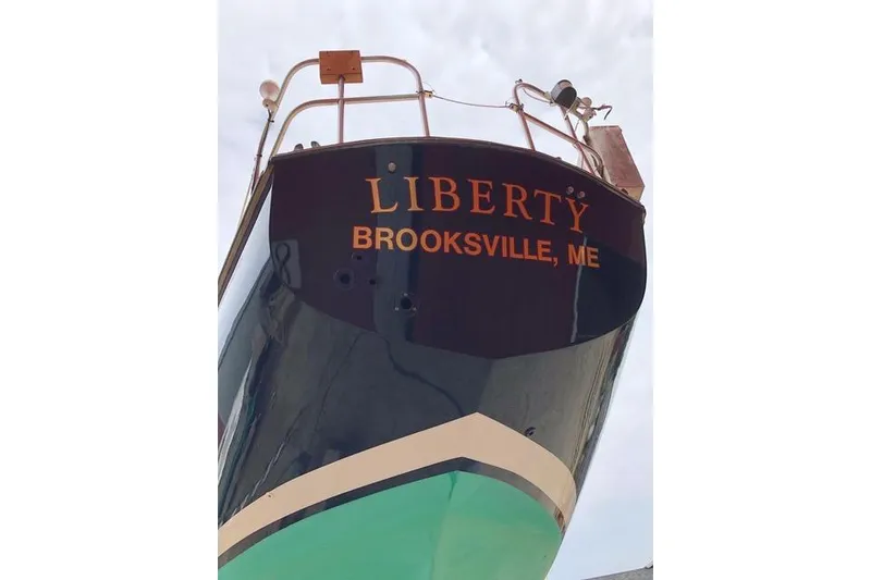Slide: The Image of Cape Dory 36 sailboat "Liberty" from 1987, docked in Brooksville, ME. - 51