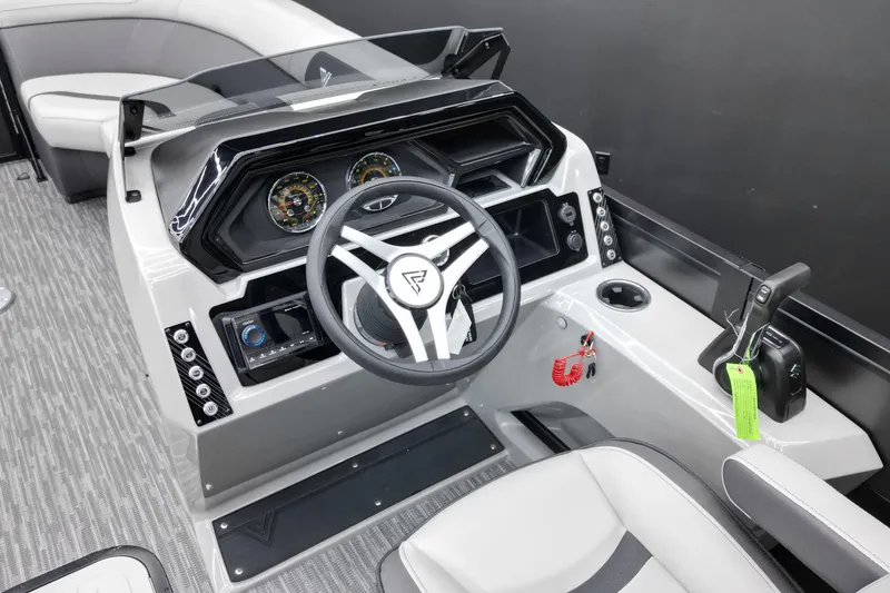 Slide: The Image of 2026 Viaggio Lago X-S 22 boat cockpit with modern steering and controls. - 10