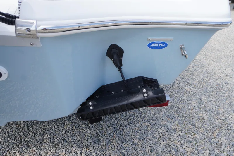 Slide: The Image of 2026 Tidewater 232 LXF boat stern with trim tab and ABYC certification. - 65