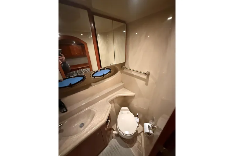 Slide: The Image of Luxurious bathroom in 2005 Cruisers Yachts 405 Express Motoryacht with modern fixtures. - 47