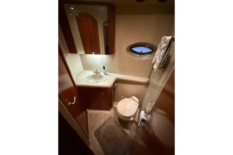 Slide: The Image of Luxurious bathroom in 2005 Cruisers Yachts 405 Express Motoryacht with modern fixtures. - 55