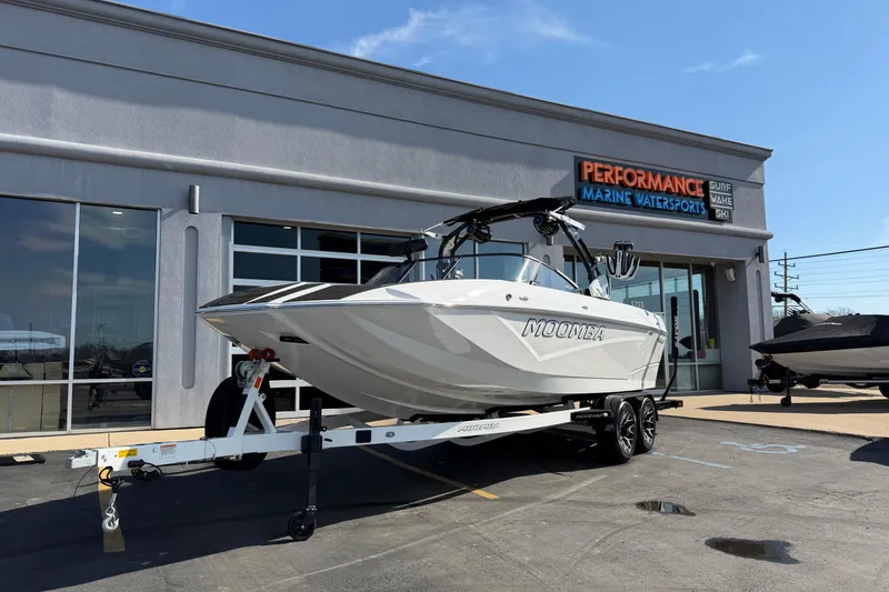 The Image of 2025 Moomba Makai boat on trailer at Performance Marine Watersports dealership. - 0