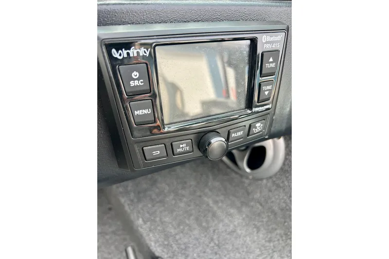 Slide: The Image of Infinity Bluetooth stereo system in 2021 Alumacraft Classic 165 Sport boat. - 35