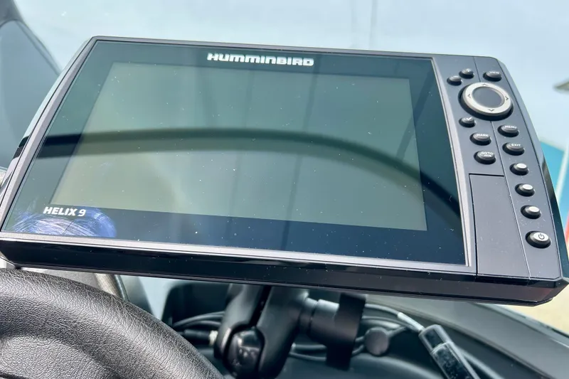 Slide: The Image of Humminbird Helix 9 fish finder on 2021 Alumacraft Classic 165 Sport boat. - 64