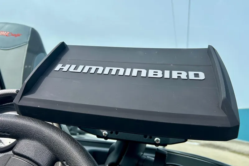 Slide: The Image of Humminbird device on 2021 Alumacraft Classic 165 Sport boat dashboard. - 65