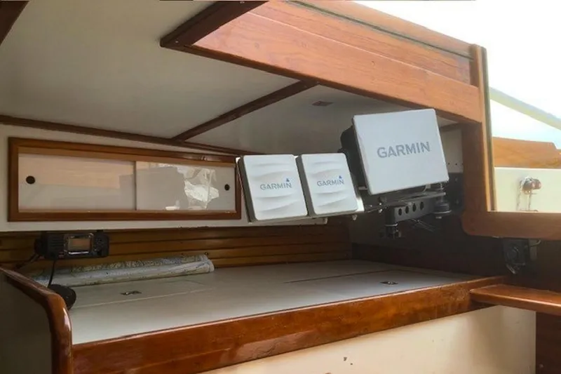 Slide: The Image of Interior of 1988 Morris Frances 26 sailboat with Garmin navigation equipment. - 25