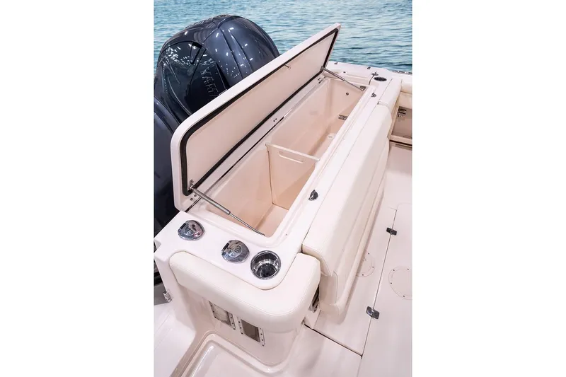 Slide: The Image of Manufacturer Provided Image: 2021 Grady-White Express 330 boat with open storage compartment. - 16