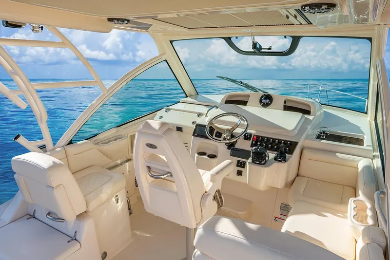 Slide: The Image of Manufacturer Provided Image: 2021 Grady-White Express 330 boat interior with ocean view. - 6