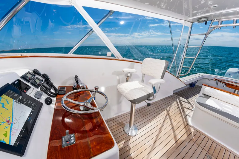 Slide: The Image of Interior of 2009 Custom Carolina 36 Express yacht with ocean view. - 18