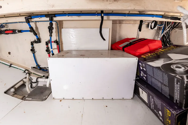 Slide: The Image of Interior of 2009 Custom Carolina 36 Express with technical details. - 37