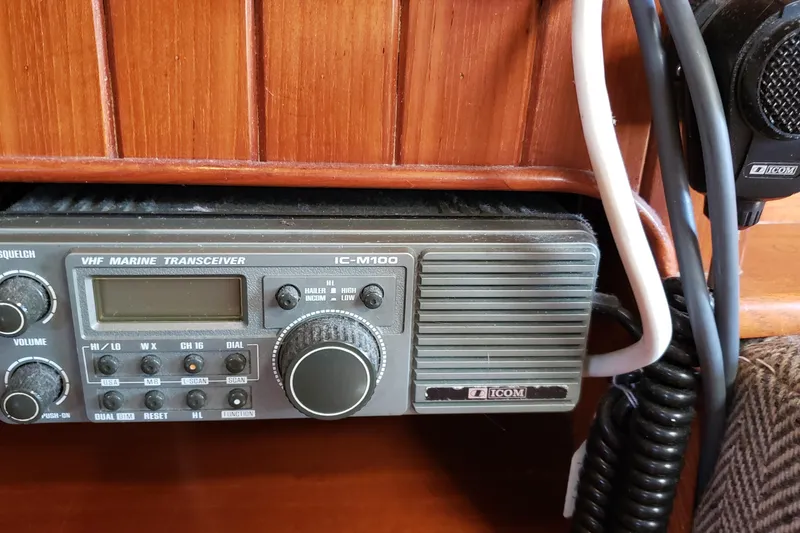Slide: The Image of VHF marine transceiver IC-M100 on 1987 Hans Christian 33 sailboat. - 53