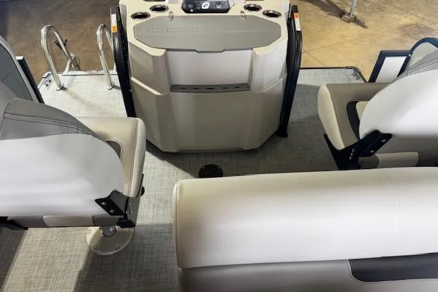 Slide: The Image of Interior view of 2026 Princecraft Sportfisher 21-2RS boat with seating and console. - 14
