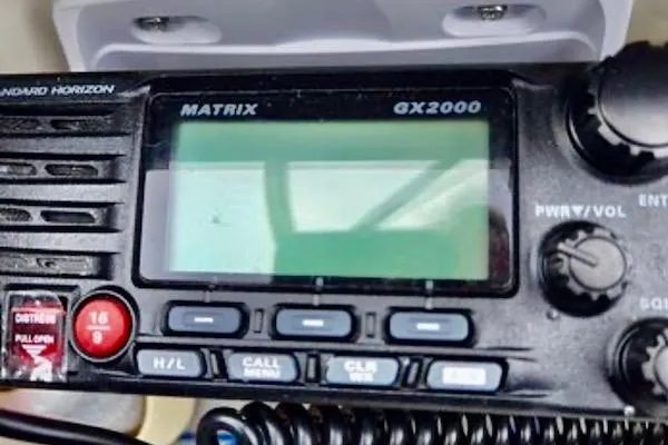 Slide: The Image of Standard Horizon Matrix GX2000 radio on a 1988 Mediterranean 38 Convertible boat. - 53