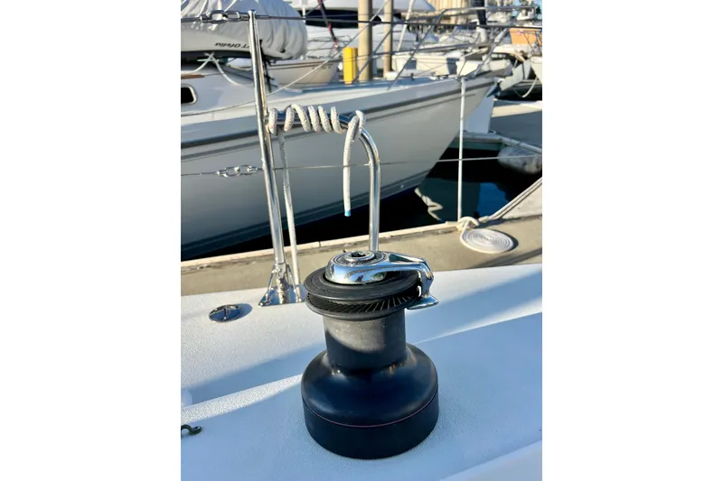 Slide: The Image of Winch on 2003 J Boats J/109 sailboat deck, docked at marina. - 45