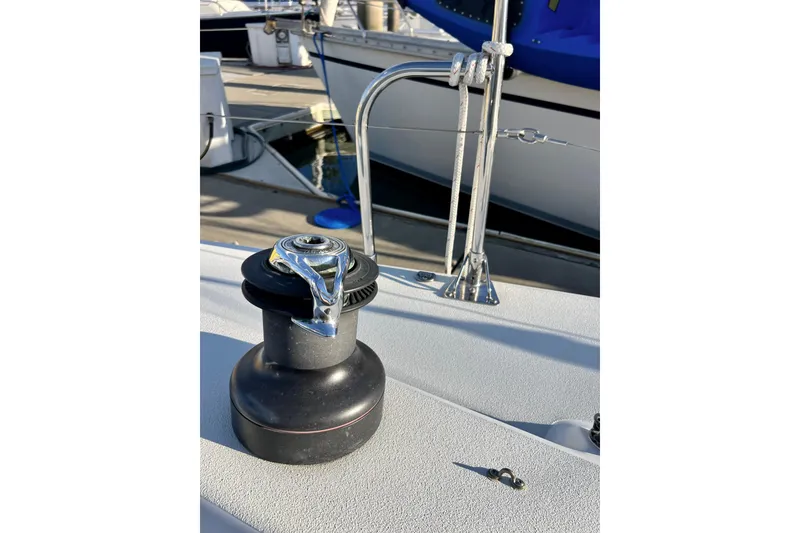 Slide: The Image of Winch on deck of 2003 J Boats J/109 sailboat at marina. - 46
