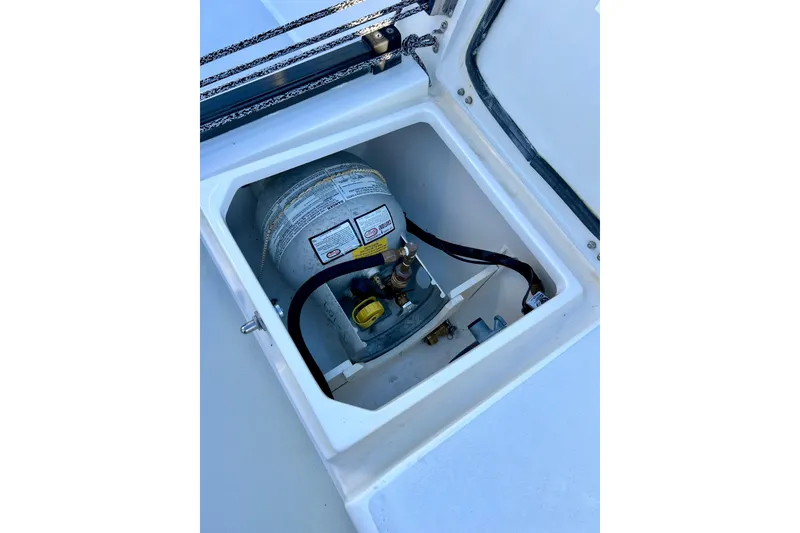 Slide: The Image of Propane tank compartment on a 2003 J Boats J/109 sailboat. - 53