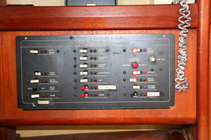 Slide: The Image of Control panel of a 1993 Hunter 33.5 sailboat. - 32