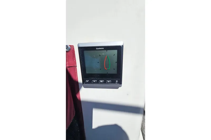 Slide: The Image of Garmin display on 1989 Gib'Sea 37 sailboat, showing navigation data. - 16