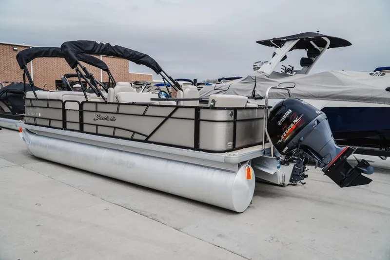 Slide: The Image of 2018 Godfrey SWEETWATER 2386 DT pontoon boat with Yamaha outboard motor. - 3