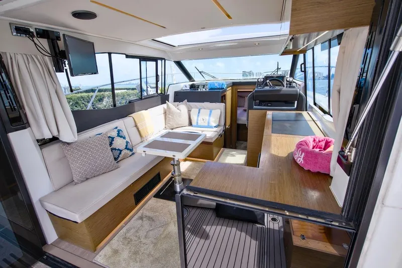 Slide: The Image of Interior of 2020 Jeanneau NC 37 yacht with modern seating and helm. - 10