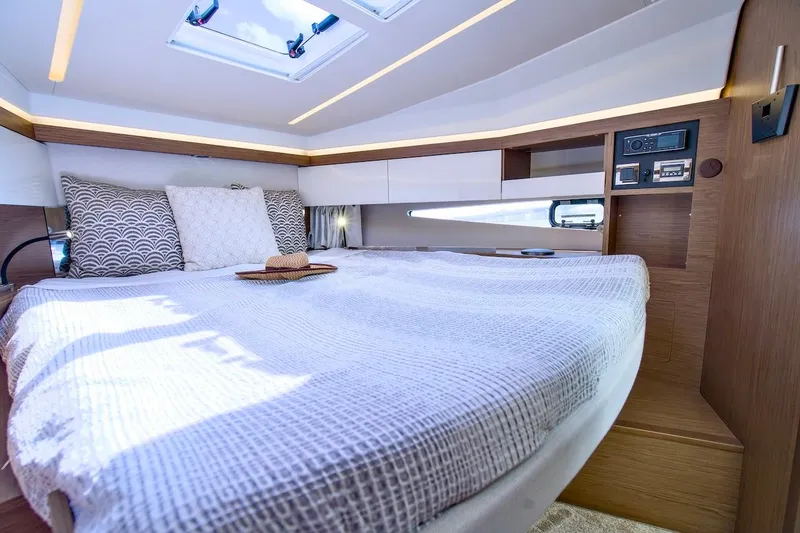 Slide: The Image of Luxurious cabin interior of 2020 Jeanneau NC 37 yacht with skylight and modern amenities. - 22