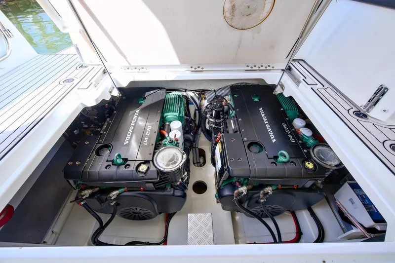 Slide: The Image of Engine compartment of 2020 Jeanneau NC 37 with twin Volvo Penta D4-270 engines. - 30