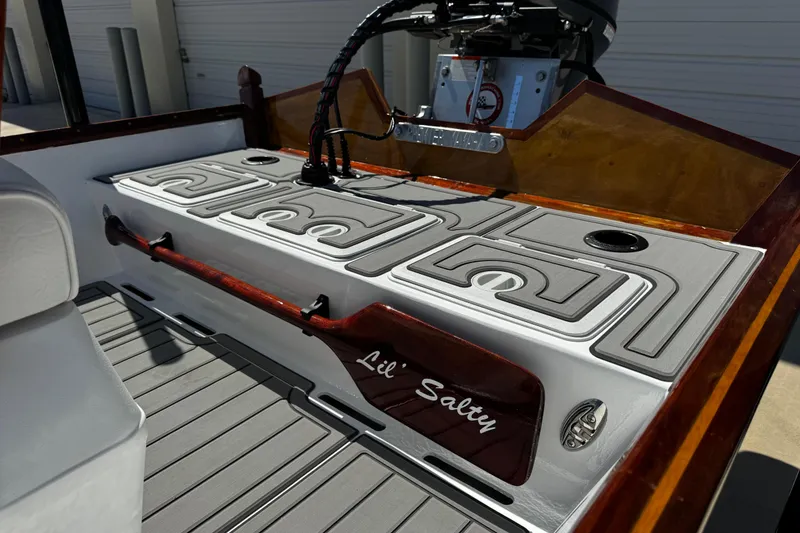 Slide: The Image of 2022 Farley Port A Skiff interior with custom flooring and "Lil' Salty" detail. - 31