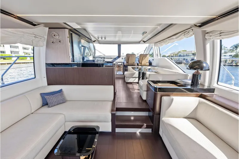 Slide: The Image of Luxurious interior of 2020 Azimut 66 yacht with elegant seating and modern decor. - 30