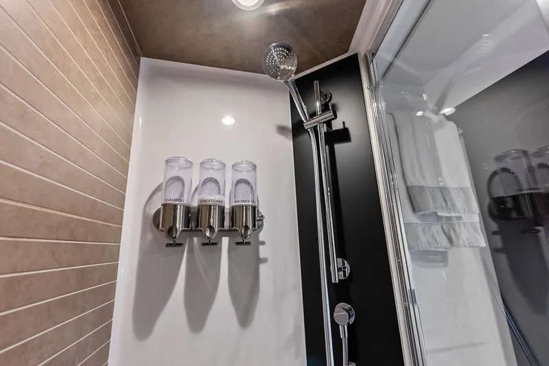 Slide: The Image of Luxury Azimut 66 yacht shower with dispensers and modern fixtures, 2020 model. - 47