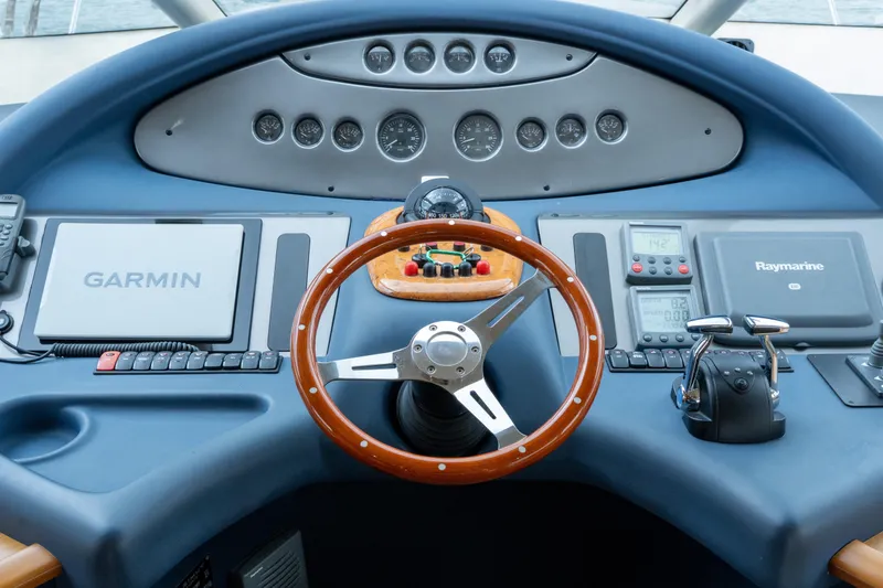 Slide: The Image of Cockpit of 2008 Azimut 62E yacht with Garmin and Raymarine navigation systems. - 36